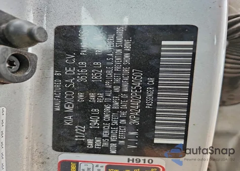 2023 Kia Rio Lx z USA, uszkodzony, nr VIN 3KPA24AD2PE540507